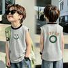 Boys' Contrast Color Cotton Vest T-shirt - Summer 2026 New Arrival, Medium/Large Sizes, Patchwork Sleeveless Top