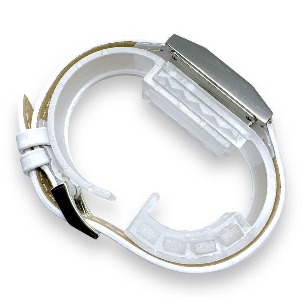 Used HERMES Tandem TA1.210 Silver Gray Dial White Leather Belt White Quartz QZ Ladies Watch Brand Good Condition Working