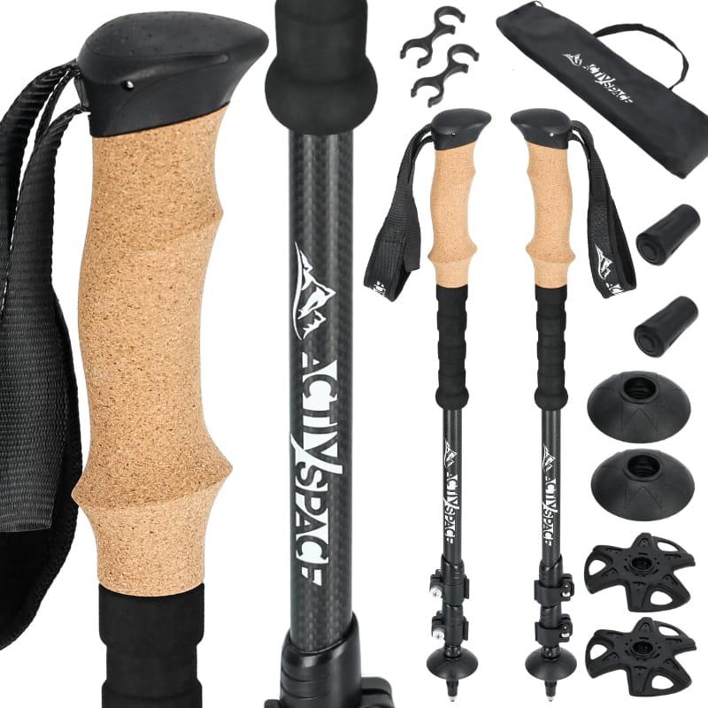 Adjustable trekking poles black - carbon