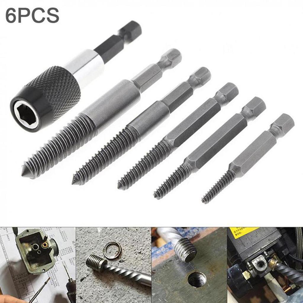 Hexagonal Handle Broken Head Screw Extractor Black Quick Release Electric Hexagonal Broken Thread Removal Tool Set