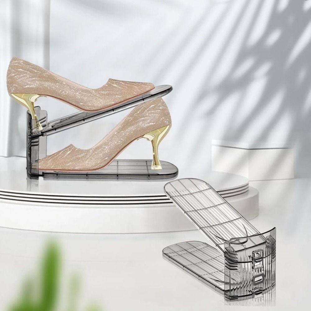 2Pcs Transparent Shoes Storage Rack Anti-slip Shoe Holder Shoe Storage Organizer  Flat Bottomed