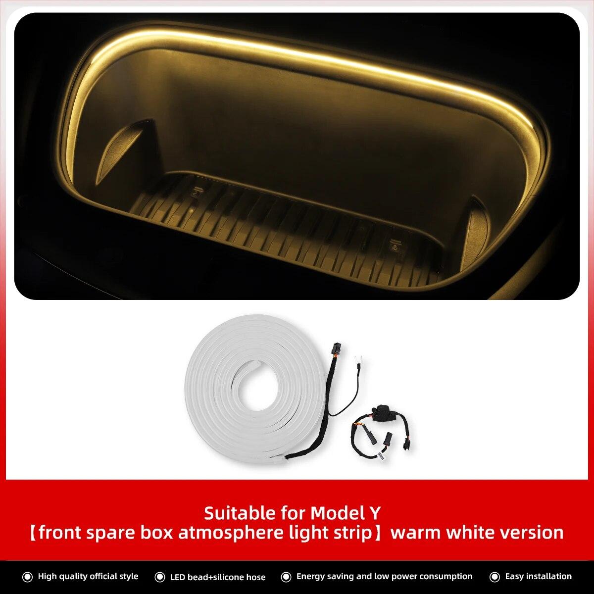 

LUCKEASY для Tesla Model 3 Y, аксессуары для модификации автомобиля, 12 В, передняя запасная коробка, атмосферный светильник, силиконовая трубка, светодиодное освещение MY-PR21LWHITE