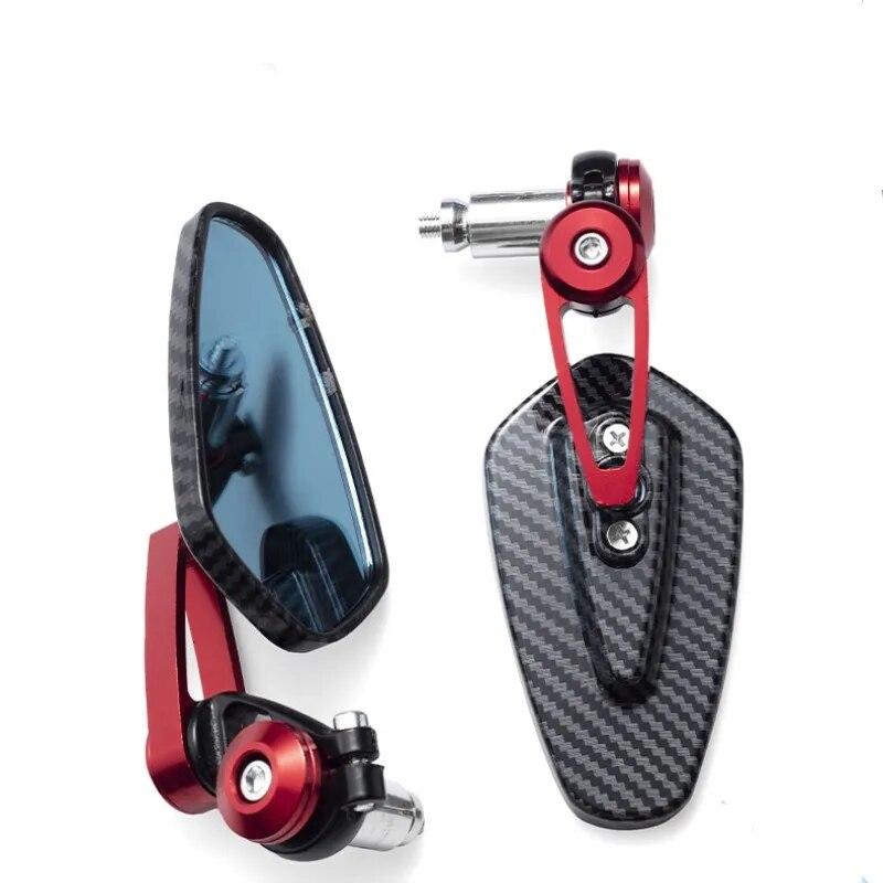 Carbon Pattern Motorcycle Side Rearview Mirrors  CNC Aluminum 7/8'' 22mm Handle Bar Motocross Side Rear View Mirror Anti-glare