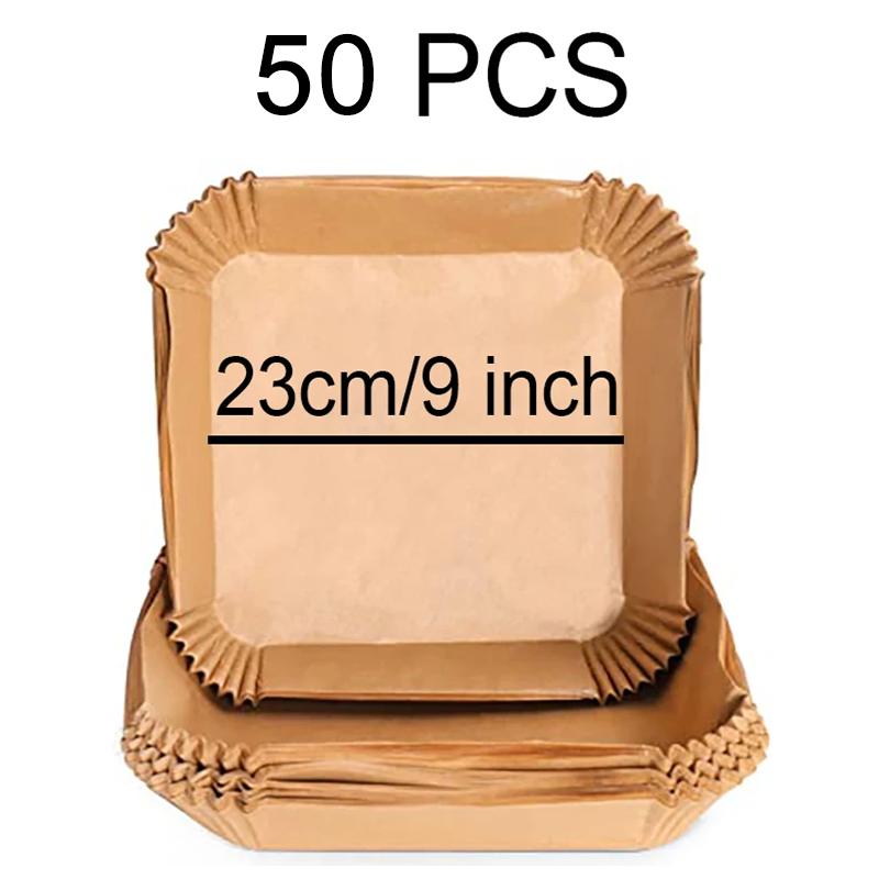 50-300Pcs 23CM Air Fryer Disposable Baking Paper Oven Paper Square 5’5 L Air Frying Paper Air Fryer Paper 23x23 Air Fryer Paper