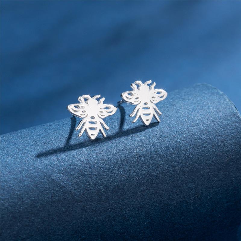 100% Real Sterling Copper 925 Fashion Stud Earrings Minimalist Hedgehog Tiger Penguin Snake Cartilage Studs Hypoallergenic Gift