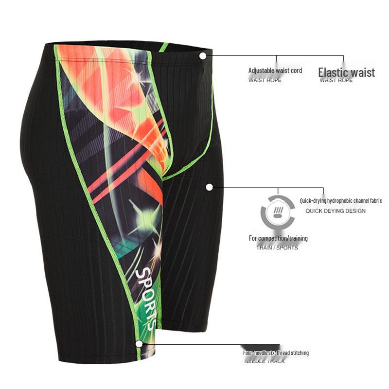 Men's Fashionable Quick-Dry Mid-Length Swim Trunks – Anti-Embarrassment, Professional Racing & Training.
