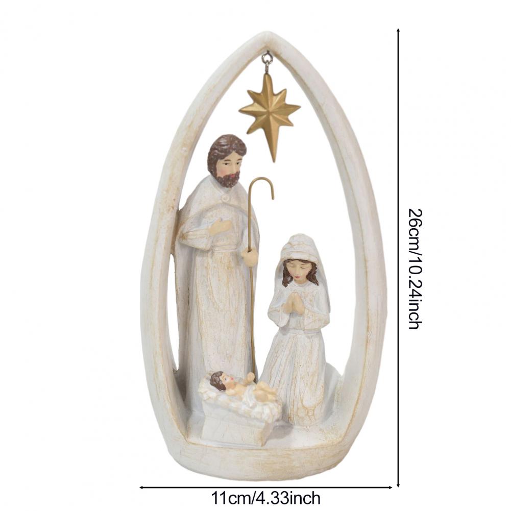 Harz Krippen-Ornament Heilige Familie Figurinen Harz Krippenszene Figuren Set Heilige Familie Weihnachts-Ornament Maria Josef Baby