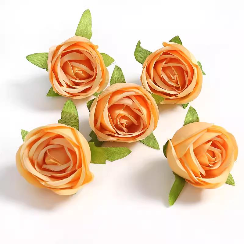 Orange Series Silk Artificial Flowers for DIY Headdress, Clothing Accessories, and Decorative Straw Hat Embellishments.
