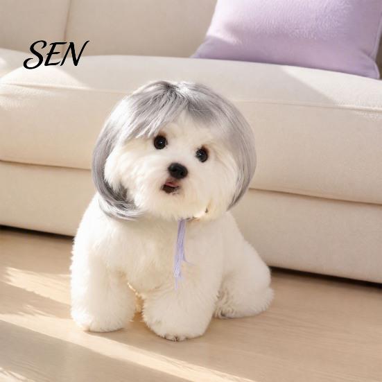 Pet Costume Wig Funny Wig, Cute Bob Cut Cat Afro Curly with Adjustable Breathable Headwear Elastic Band, Cosplay for Dogs, Cats Halloween Party