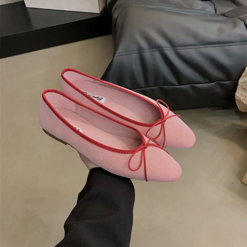 

Модные балетки конфетных цветов с блестками, женские, с круглым носком, мокасины с бантом, дизайнерские, со стразами, слипоны, женские лоферы, блестящие мюли 35 красный