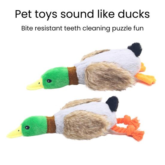 Plüsch-Enten-Hundespielzeug für aggressive Kauer Quietschendes Hundekauspielzeug Unzerstörbares Stoff-Enten-Spielzeug für Hunde Langeweile-Bekämpfung Zahnen