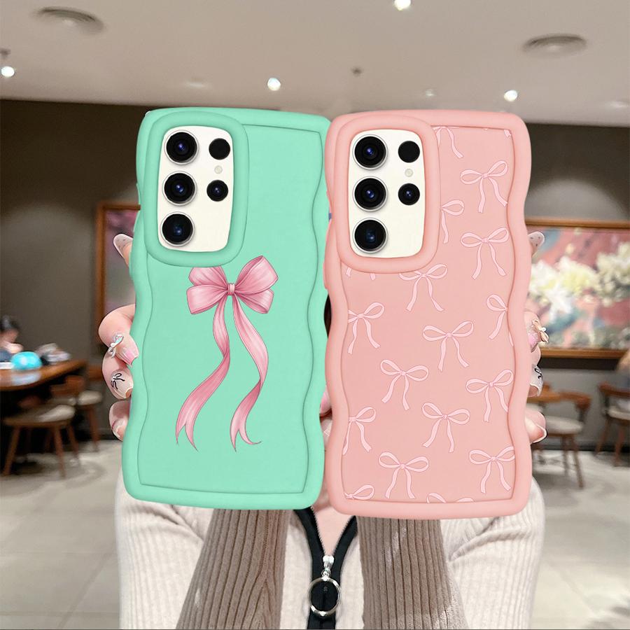 Case for Samsung Galaxy S22 Ultra S23 Plus S24 S20 FE S25+ S21 S24+ S25 Soft Phone Cover Fashion Pink Bow