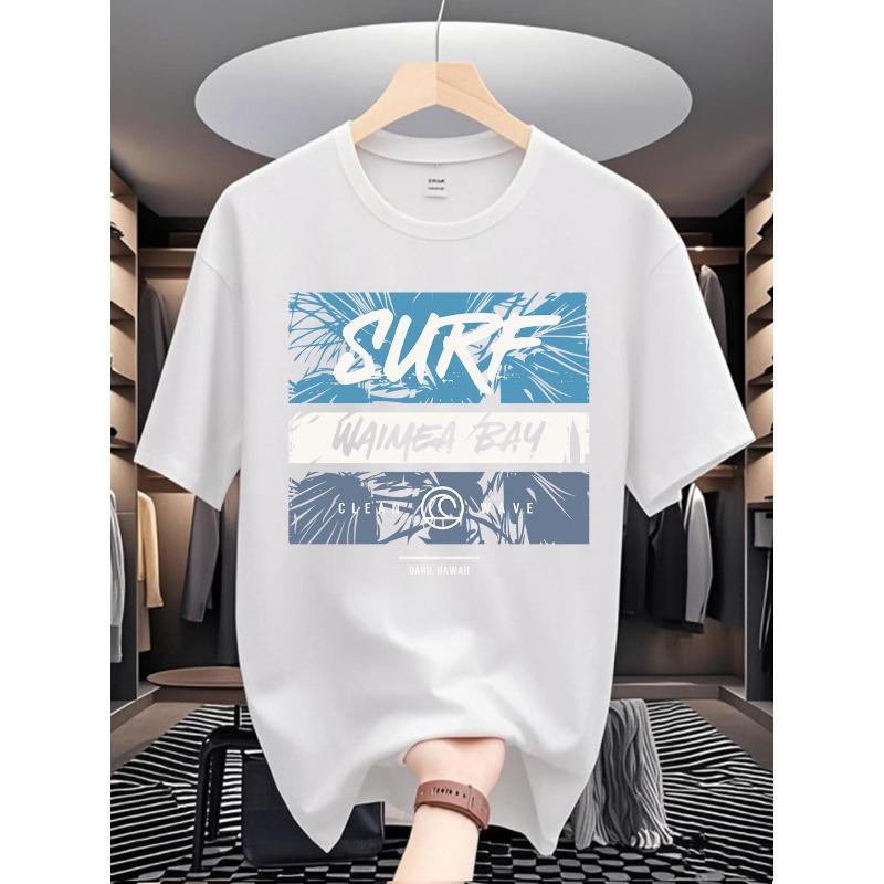 

European sizes Men S Short-Sleeve T-Shirt Featuring a Unique Graphic Design Inspired by Waimea Bay, Perfect for Summer Sports And Casual Wear S белый