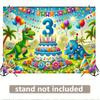 [Party Highlights] Vibrant dinosaur-themed three-year-old birthday backdrop - polyester fiber wall covering