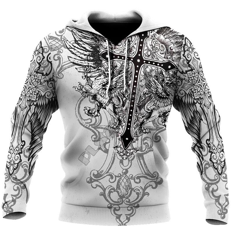 New Men's Hoodie In Spring and Autumn Comfortable and Casual 3D Digital Tattoo Printed Pullover Sweatshirt
