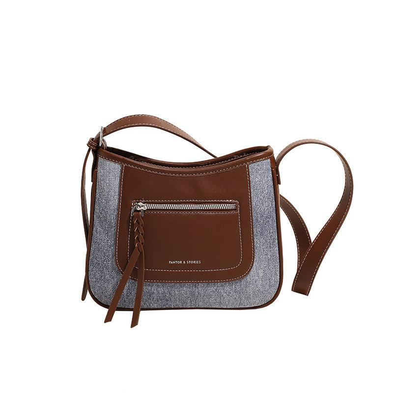 

Ретро женские сумки на одно плечо, модные универсальные лоскутные джинсовые сумки, небольшие квадратные женские кошельки с простыми буквами через плечо (20cm<Max Length<30cm)