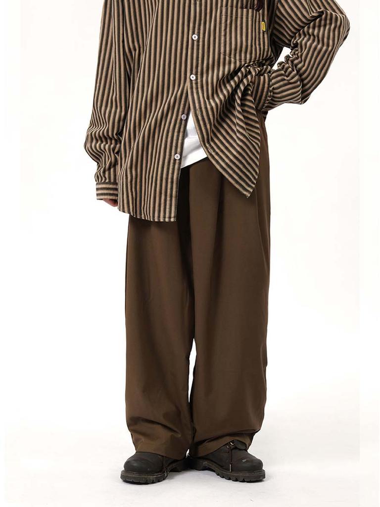 Women's Casual Trousers Plus Size Baggy Straight Wide Leg Pants Vintage Style Clothes Y2k Brown Black