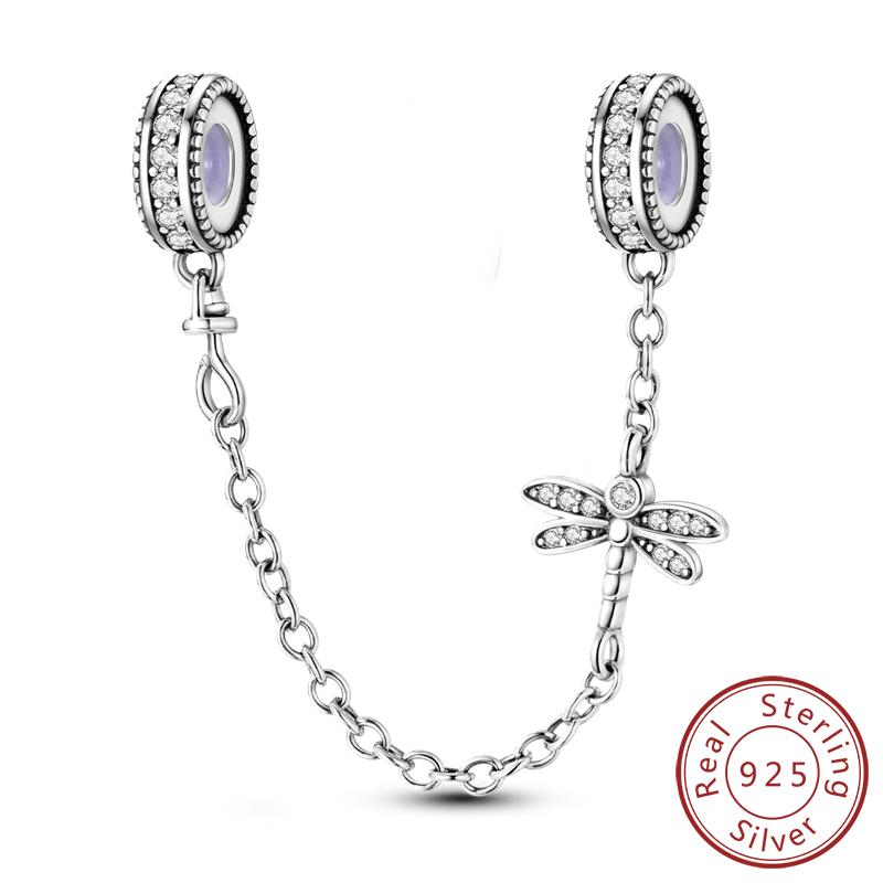 Safety Chain Charms Fit Original Copper Charms Beads Moon Star Butterfly Heart Safety Chain For Women Jewelry Gift