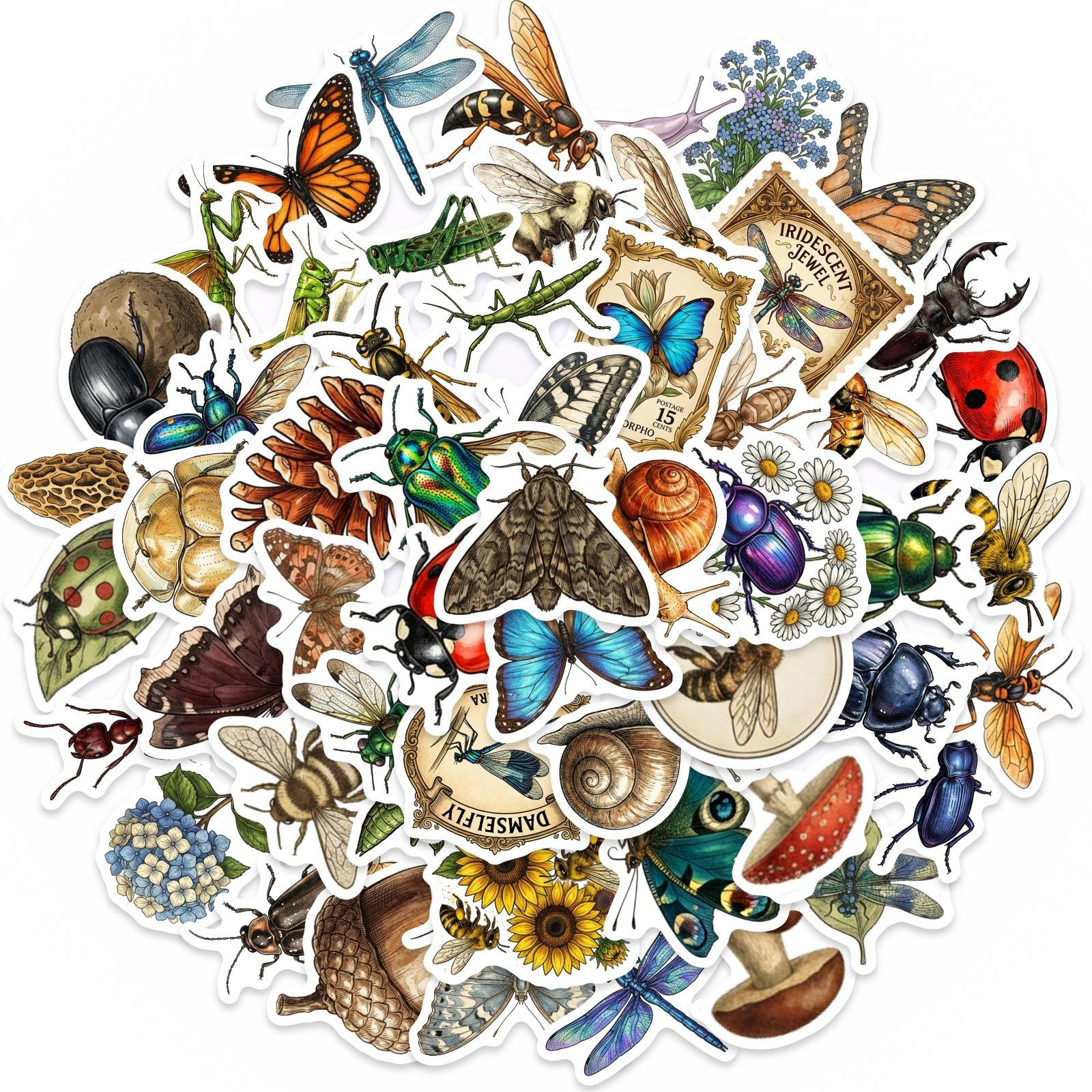 

50 Realistic Insect Forest Stickers Diy Decorative Luggage Notebook Waterproof Stickers Can Be Ordered