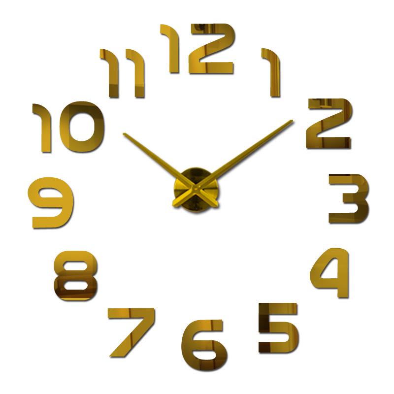 מראה אקריליק עשה זאת בעצמך שעון דקורציה יצירתי קיר פנימי דביק