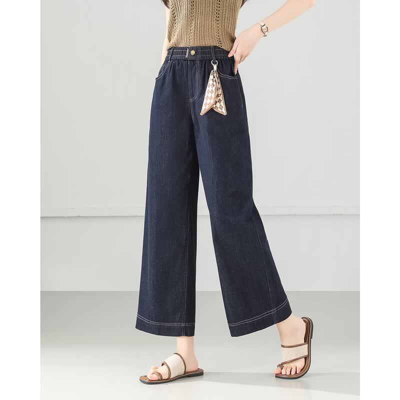 TERRE BLEUE Women s Loose Wide-Leg Cropped Jeans 29