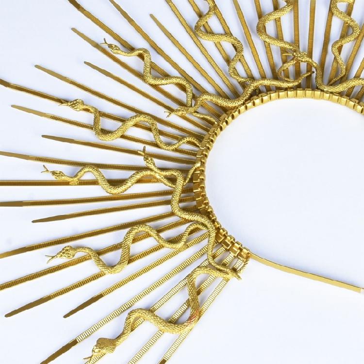 Unique Punk Snake Artistic Hair Band Spiked Head Accessory for Adults Hair Hoop with Metallic and Snake Cosplay Maid