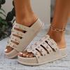 Fashion Punk Gold Rivet Decoration Slip On Gladiator Sandals Women Black Thick Bottom Soft Cloud Slippers Women Sexy Beach Slippers