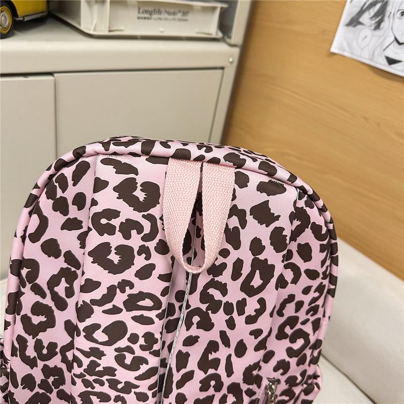 Leopard Print Schoolbag Women's Lightweight Backpack