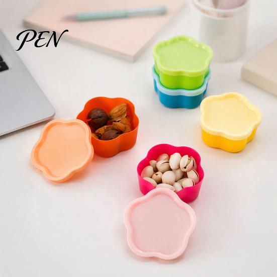 Minimalist Storage Solutions 5Pcs Mini Box with Lids, Stackable Plastic Containers, Reusable Portable Boxes Heart/Square/Flower Shape Food Organizer