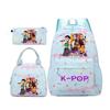 KPop Demon Hunters Character Colorful Backpack Three-Piece Set Rumi Mira Zoey HUNTR/X Saja Children'S Large Capacity Schoolbag