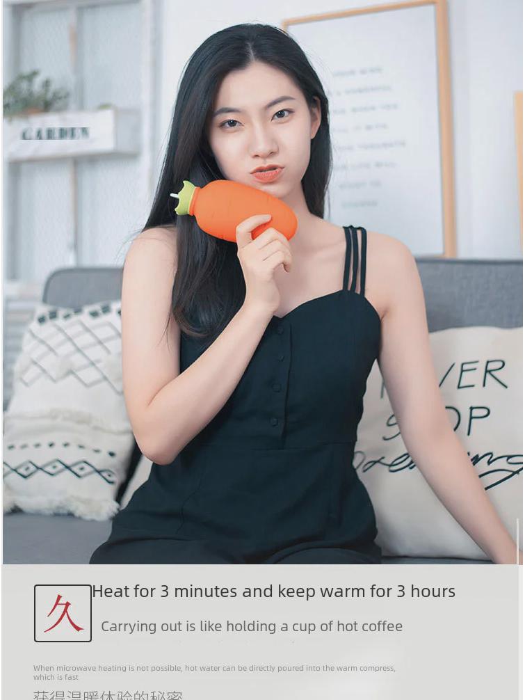 Borraccia in Silicone a Forma di Carota Caldo & Freddo Scaldavivande per Microonde