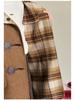 Girls' Academy Style Mid-Length Wool Coat with Horn Buttons - 49% Wool