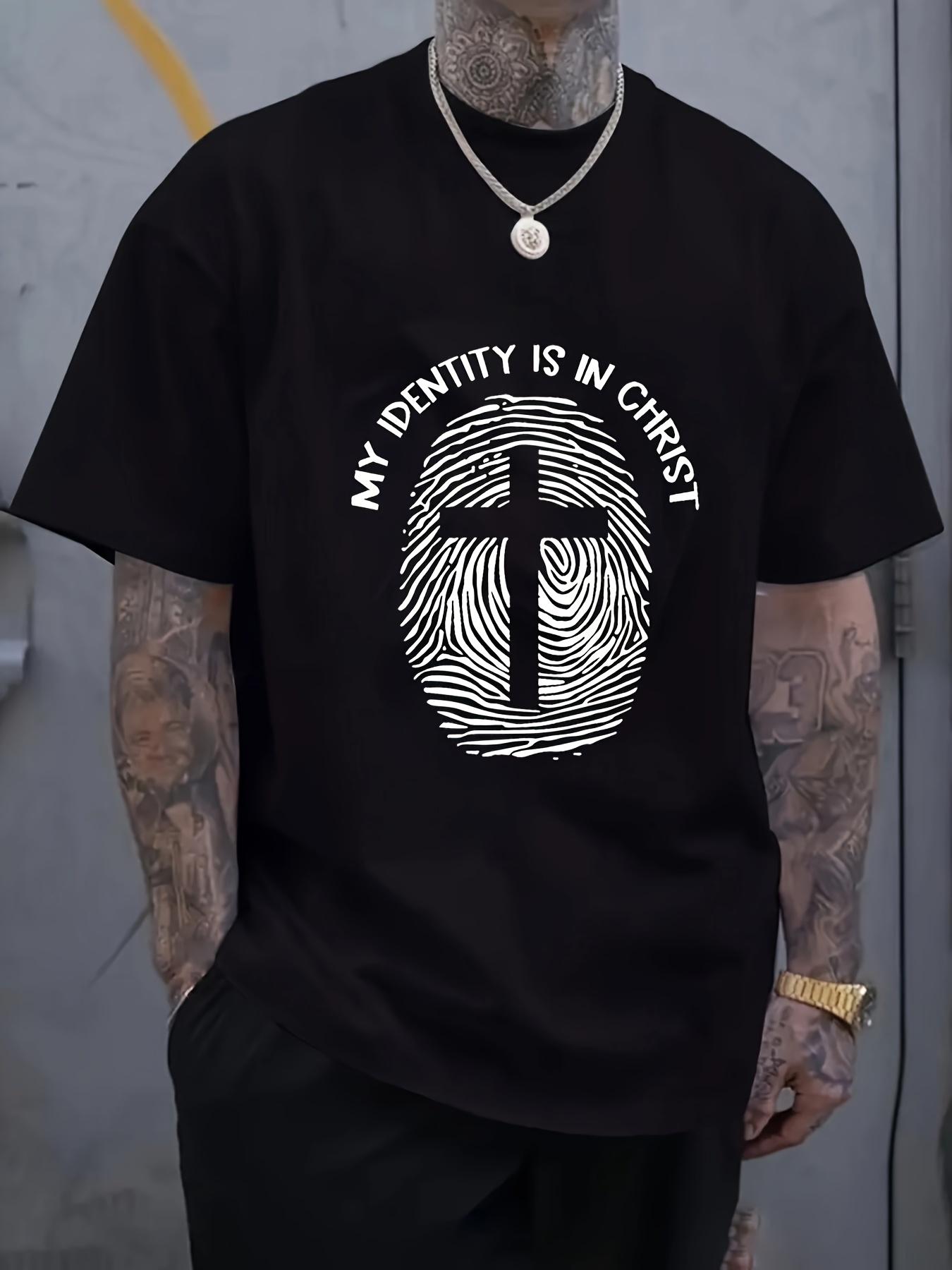 Black T-shirt with My Identity Is in Christ Print - Inspirational Christian Design XXXXL