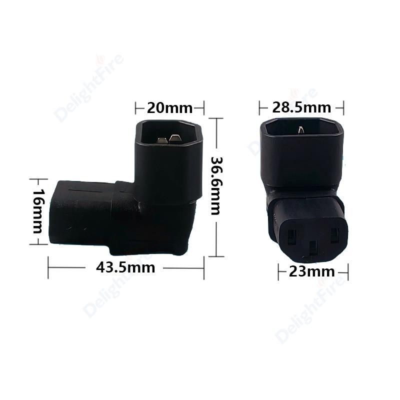 C14 C13 AC Adapter Left Right Angle Socket IEC 320 3pin Male Female Extension 90 Degree Down Up Angle AC Plug Converter