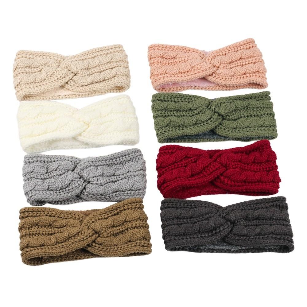 Fleece Lining Winter Headbands Wide Edge Hair Band Fashion Knitted Headbands  Hair Accessories