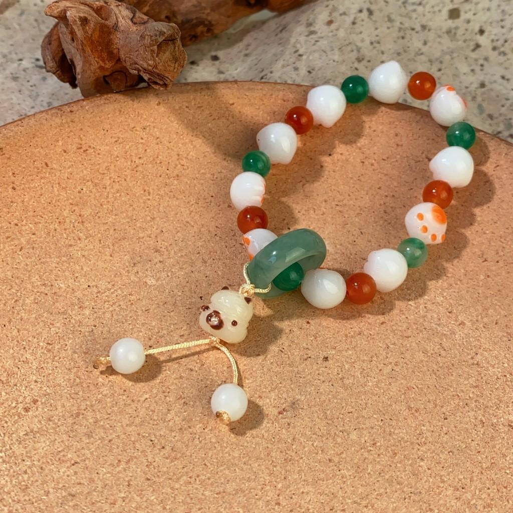 New 2024 Summer Chinese Style Resin Cat Paw Beaded Bracelet Handmade Women For