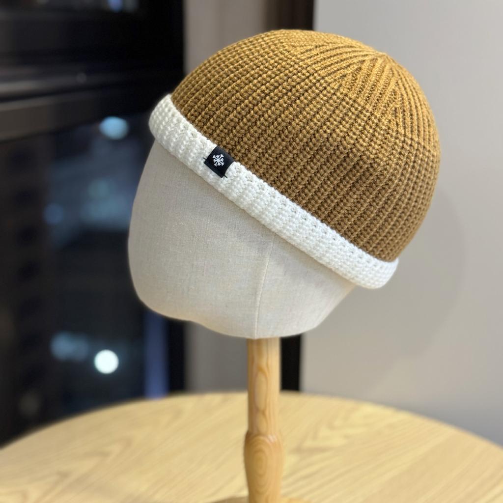 Landlord Knitted Hat for Men and Women Short Watermelon Woolen Hat Dome Cold Hat Autumn and Winter Warm Casual Pullover Melon Skin Hat