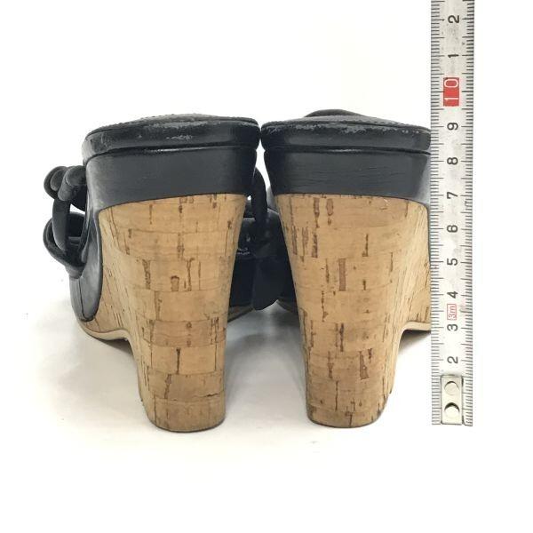 Burberry Blue Label Wedge Sandals [23.0/Black] Ribbon Pumps High Heels