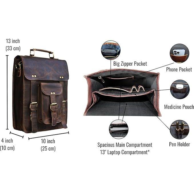 New Genuine Leather Messenger Bag Vintage Laptop Crossbody Bag Satchel Man Purse Shoulder Bag for Man Woman Office Bag