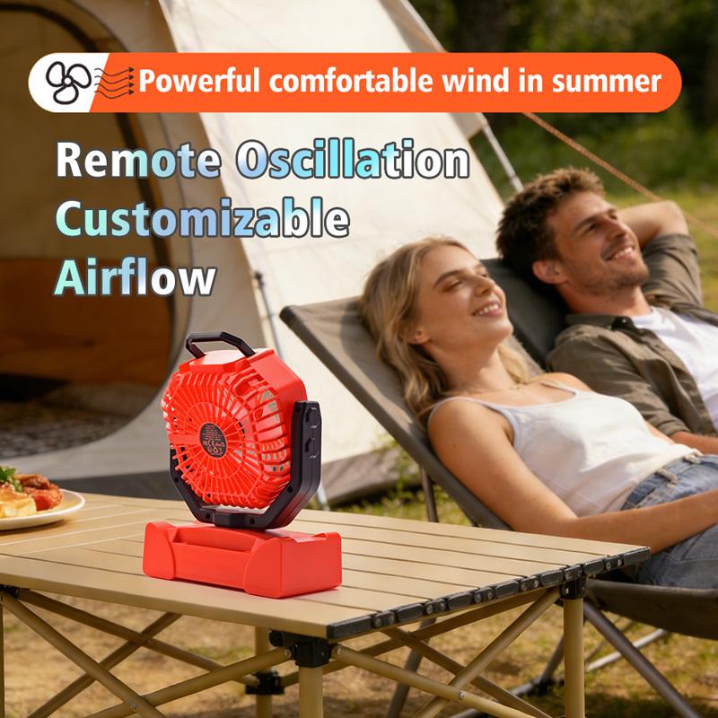 20000mAh rechargeable remote control camping fan | portable outdoor tent fan with hook and light