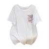 Women's Plus Size Mid-Length Loose Fit Short Sleeve Round Neck T-Shirt - Slimming Style, Belly Coverage, Fits 200-350 Jin (Model 621).
