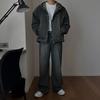Retro Old Straight Jeans Men's Spring Hooded Denim Jacket Korean Fashion Denim Suit