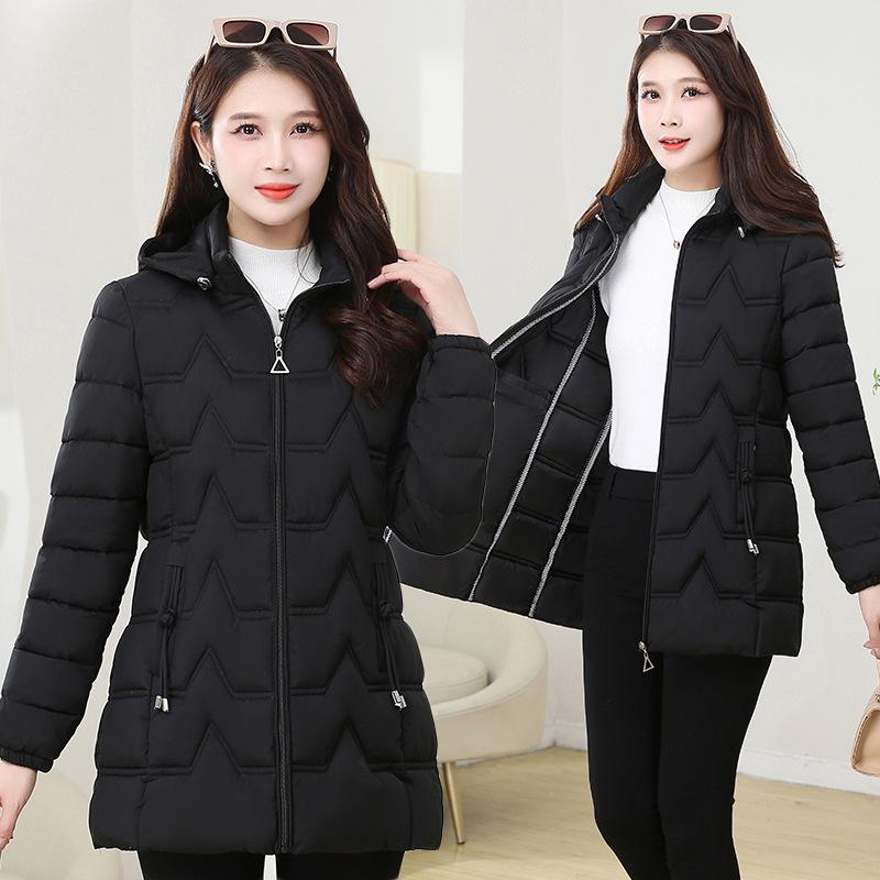 Women's Winter Slim-Fit Cotton Jacket - Medium-Length, Stylish, Warm, and Padded Outerwear for Middle-Aged and Elderly