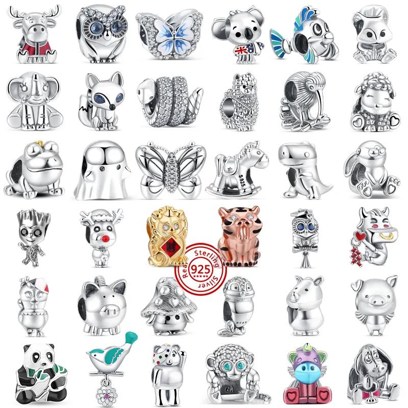 

Новый S925 Серебряный Lucky Pixiu Cat Тигр Лев Панда Единорог Животные Милые Бусы Подходит Оригинальные Подвески Браслет Женщины DIY Ювелирные Изделия
