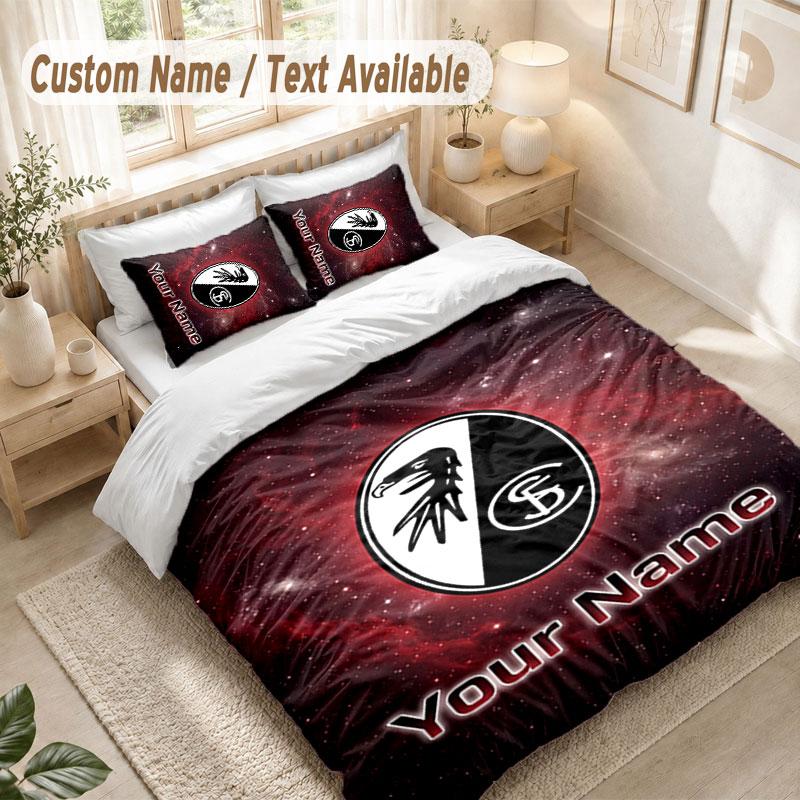 Custom Name Bedding Set 3 PiecesSC Freiburg FC Print Duvet Cover + 2 Pillowcases Soft Bed Decor