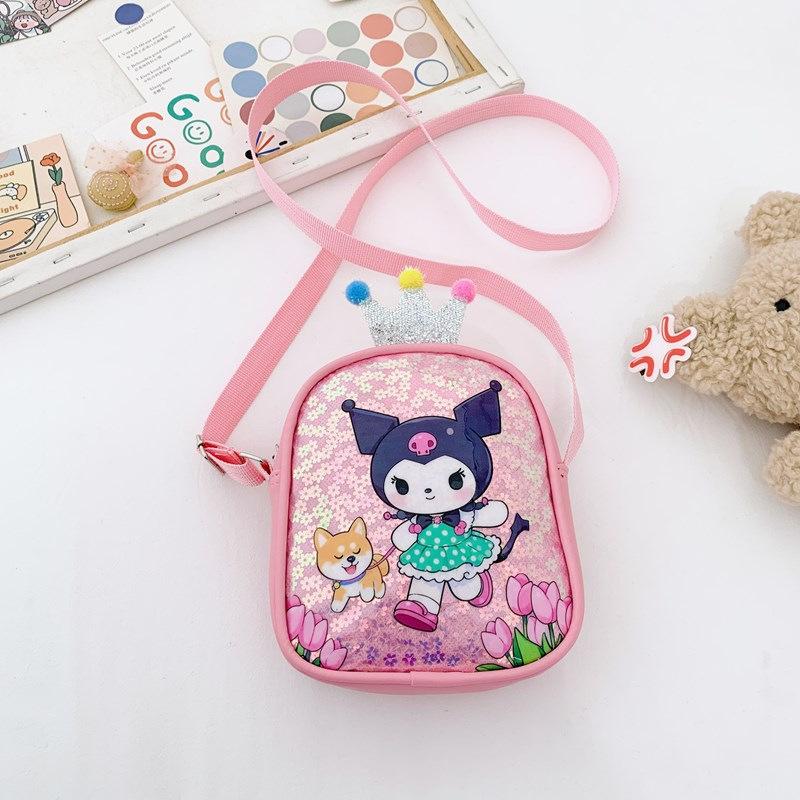 New sequined children s messenger bag, kindergarten children s large-capacity messenger bag, cute cartoon shoulder One size