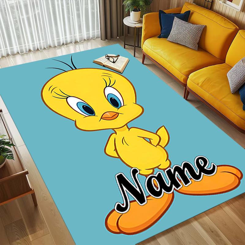 Custom Name Tweety Bird Living Room Non-Slip Area Rug Soft Carpet for Bedroom Kids Playroom Sofa Office Home Decor Doormat