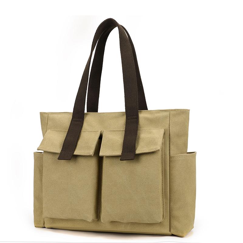 

Винтажная холщовая сумка-мессенджер для женщин - водонепроницаемая сумка с несколькими карманами, прочная сумка через плечо для путешествий на свежем воздухе и ежедневных поездок на работу хаки