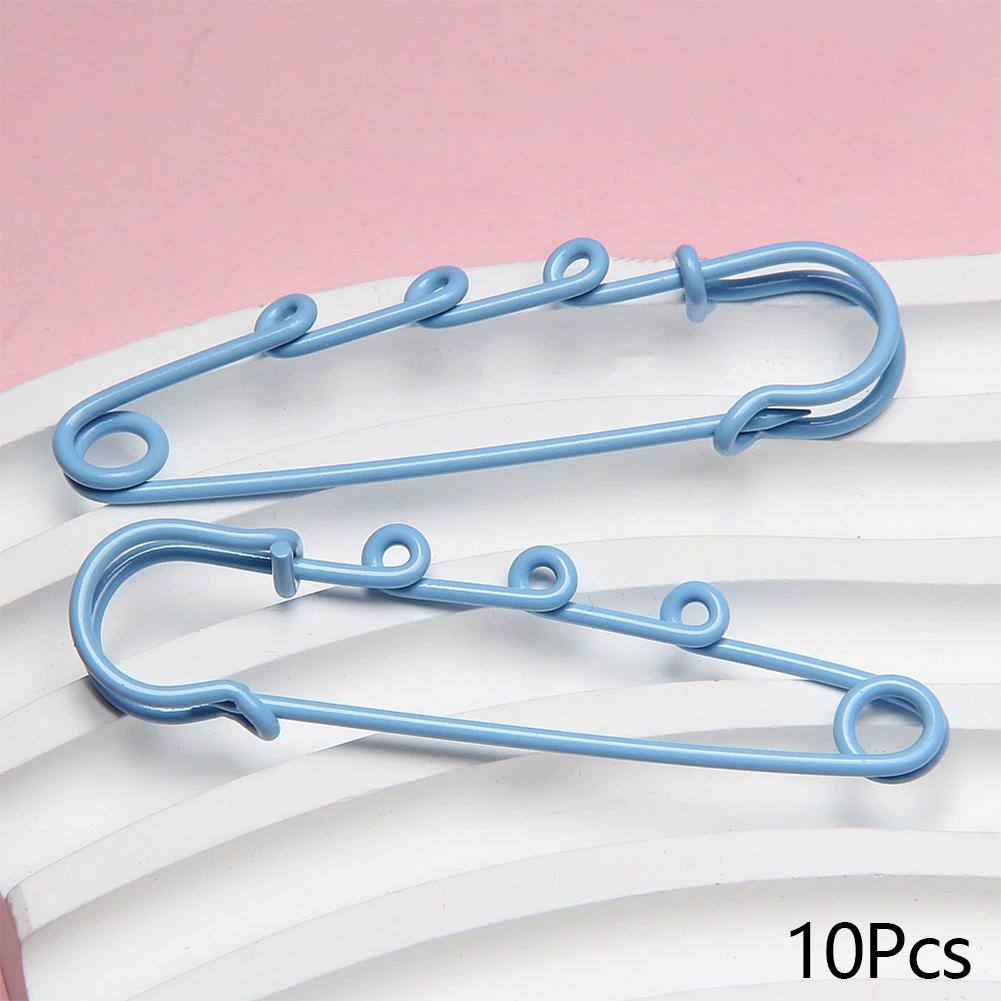 10pcs Metal Safety Pins Brooch Sewing Clothes Pins With 3Loops For Tags DIY Crafts Jewelry Making Findings