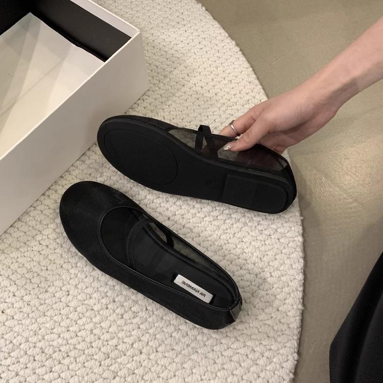 

Дизайнерские осенние женские балетки из сетчатой ткани на плоской подошве, модные неглубокие эластичные женские удобные туфли Мэри Джейн на мягкой подошве 35